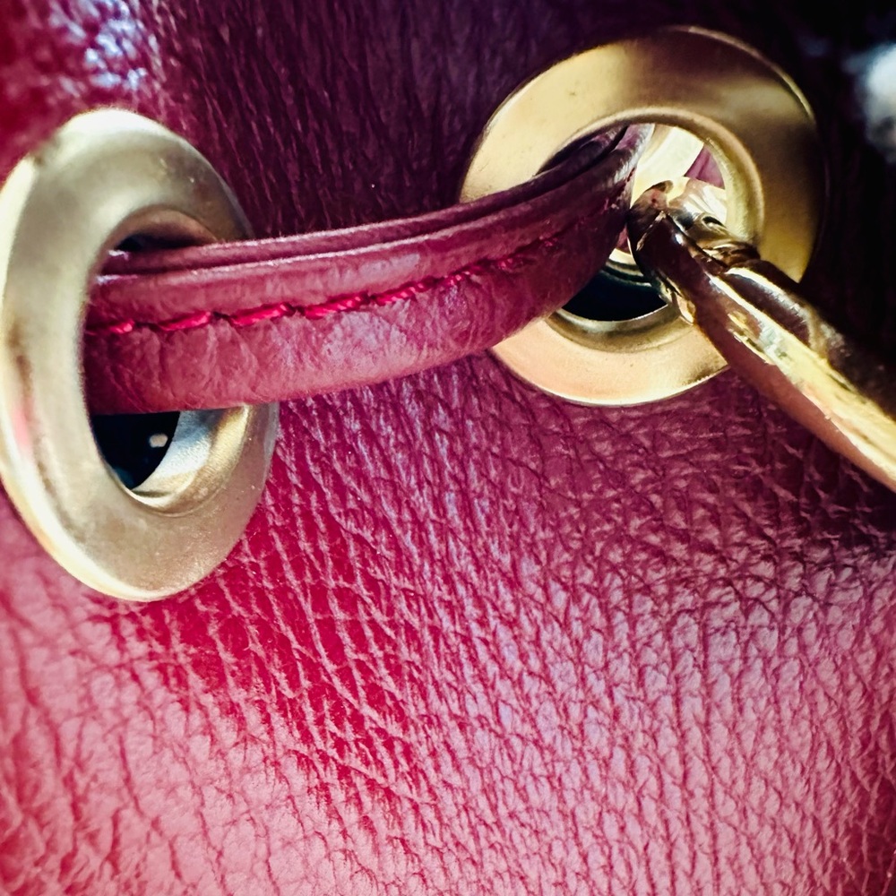 NWT Handmade Anna Paola Italy Leather Bucket Purse – Ruby Burgundy - Picture 12 of 15